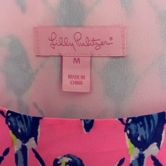 Lilly pulitzer shift dress pink with navy blue toucans size medium - Picture 5 of 7